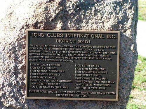 Stanthorpe Lions Grove Inscription