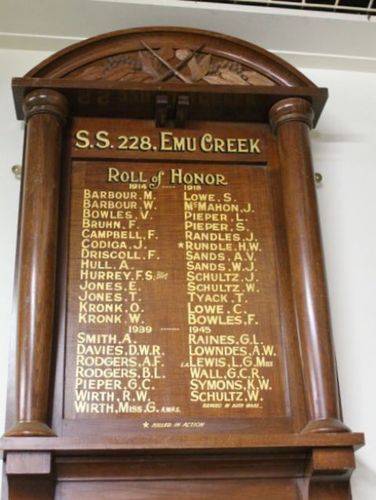 State School 228, Emu Creek Roll of Honour : 18-July-2011 State School 228, Emu Creek Roll of Honour : 18-July-2011