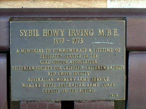 Sybil Howy Irvings Plaque Sybil Howy Irvings Plaque