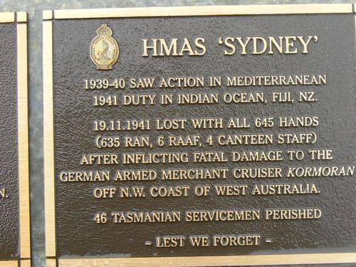 Naval Plaque HMAS Sydney : 2007