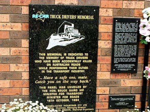Truck Drivers Memorial Dedication Plaque