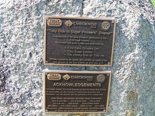 Tully Sugar Pioneers Inscription