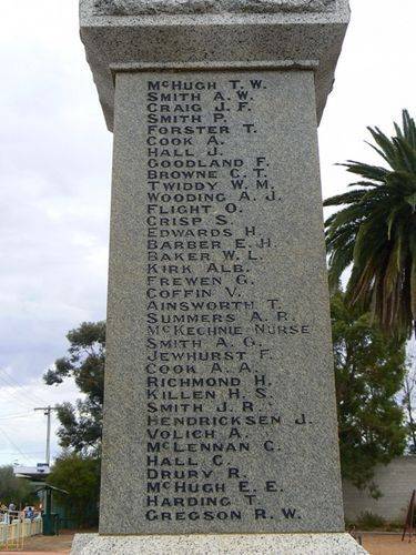 Wedderburn War Memorial Left Side Wedderburn War Memorial Left Side
