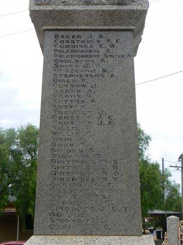 Wedderburn War Memorial Right Side Wedderburn War Memorial Right Side