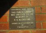 H.S. Bloxsome Building Plaque : 16-10-2012