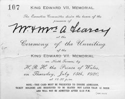 July-1920 : Invitation to unveiling : State Library of South Australia - PRG-280-1-26-18