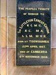 Sir Littleton Groom Dedication Plaque